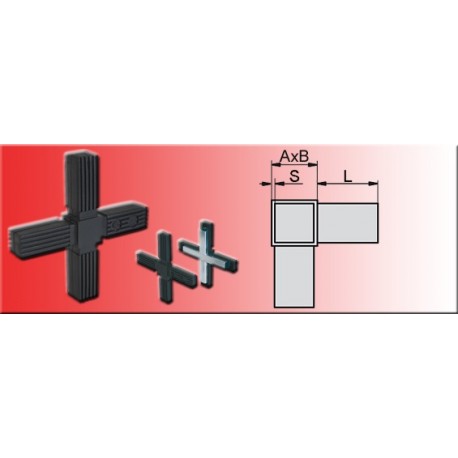 Connecteur en croix pour tube carré 20x20x1.5