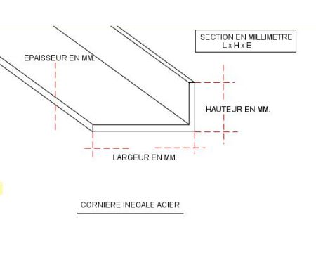 FER CORNIERE INEGALE ACIER 60 X 40 X 5 MM NOIR S235