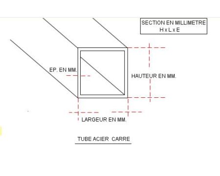 TUBE CARRE 100 X 100 X 4 CREUX ACIER NOIR