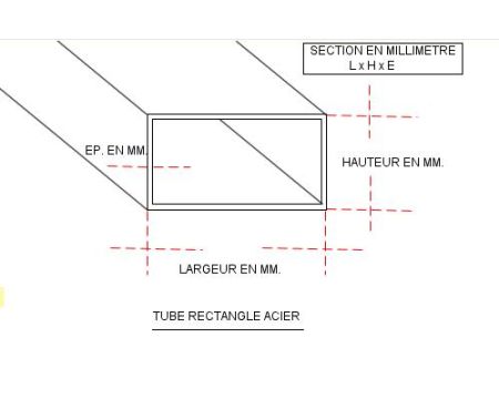 TUBE RECT. 150 X 100 X 5 CREUX ACIER NOIR