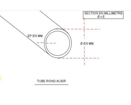 TUBE ROND Ø 88.9 X 3 CREUX ACIER NOIR