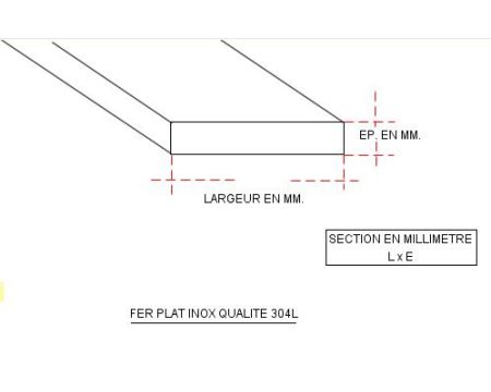 FER PLAT INOX 50 X 8 QUALITE 304L