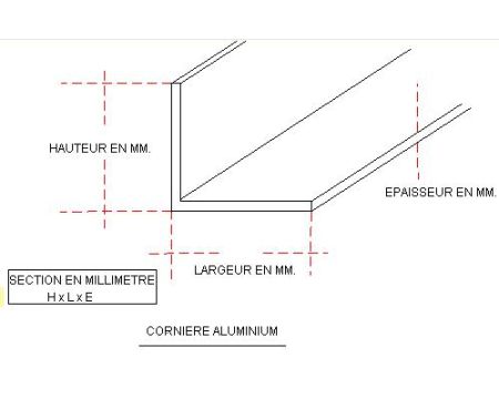 CORNIERE ALUMINIUM 20 X 20 X 2 QUALITE 6060
