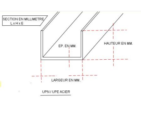 FER U ACIER 60 X 30 X 6 NOIR S235