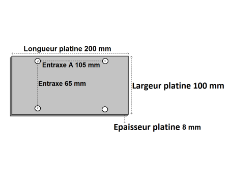 Platine inox 304L rectangle percée 100x200x8