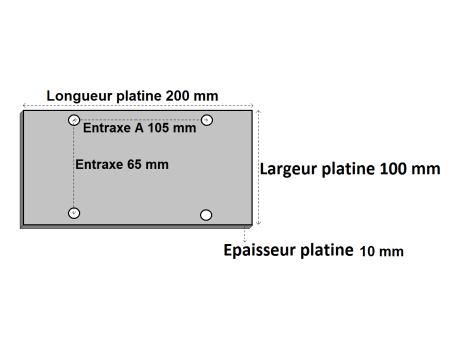 Platine inox 304L rectangle percée 100x200x10