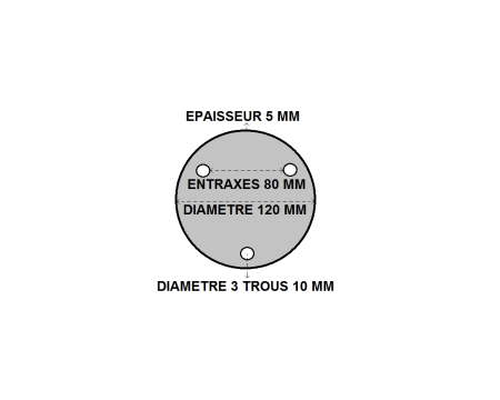 Platine ronde percée 120 x 5