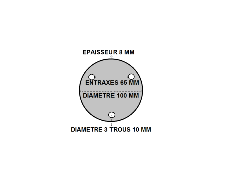 Platine ronde percée 100 x 8