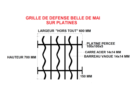 GRILLE DE DEFENSE "BELLE DE MAI" SUR PLATINES
