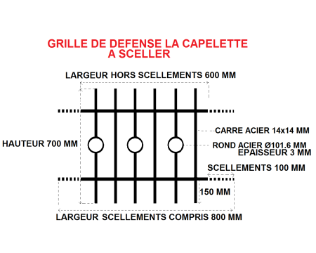 GRILLE DE DEFENSE "LA CAPELETTE" A SCELLER