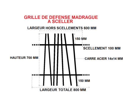GRILLE DE DEFENSE "MADRAGUE" A SCELLER