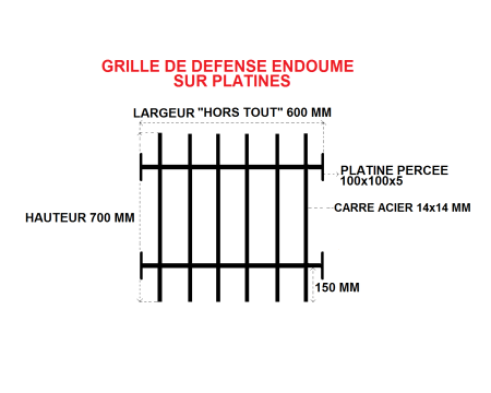 GRILLE DE DEFENSE "ENDOUME" SUR PLATINES