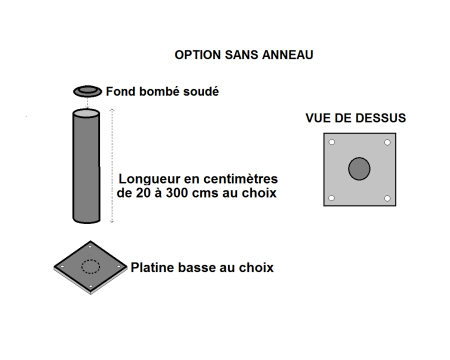 Poteaux acier rond 114,3x3