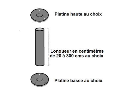 Poteau acier rond Ø 45x2