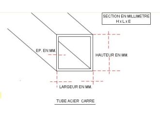 TUBE CARRE 40 X 40 X 3 CREUX ACIER NOIR