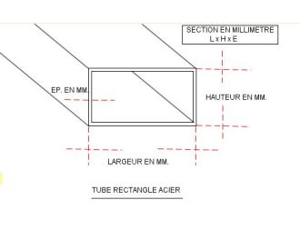 TUBE RECT. 80 X 40 X 5 CREUX ACIER NOIR