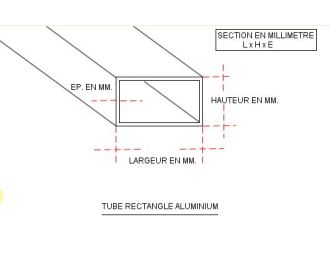 TUBE ALUMINIUM RECTANGLE 40 X 20 X 2 QUALITE 6060