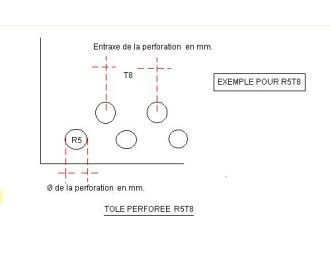TOLE PERFOREE R5T8 1250X2500 EP 2 MM ACIER GALVANISE