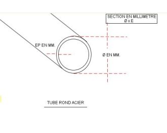 TUBE ROND Ø 48.3 X 2.5 CREUX ACIER NOIR