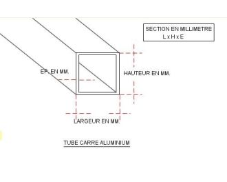 TUBE ALUMINIUM CARRE 20 X 20 X 1.5 QUALITE 6060