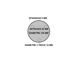 Platine ronde percee 120 x 8