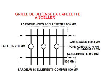GRILLE DE DEFENSE "LA CAPELETTE" A SCELLER