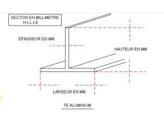 TE ALUMINIUM 50 X 50 X 5 QUALITE 6060