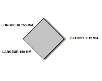 Platine acier 150x150x12 sans percage