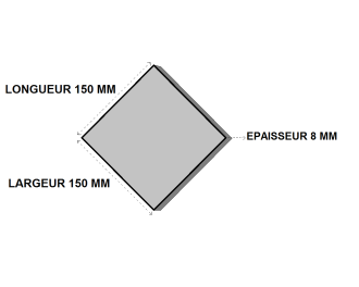 Platine acier 150x150x8 sans percage