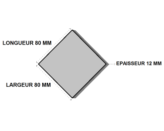 Platine acier 80x80x12 sans percage