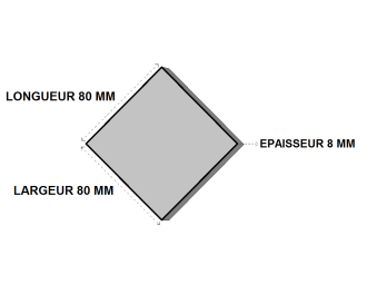 Platine acier 80x80x8 sans percage