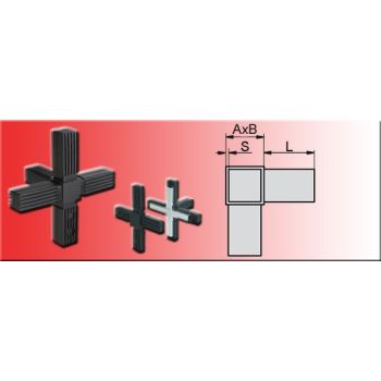 Connecteur croix avec sortie tube 20x20x1.5